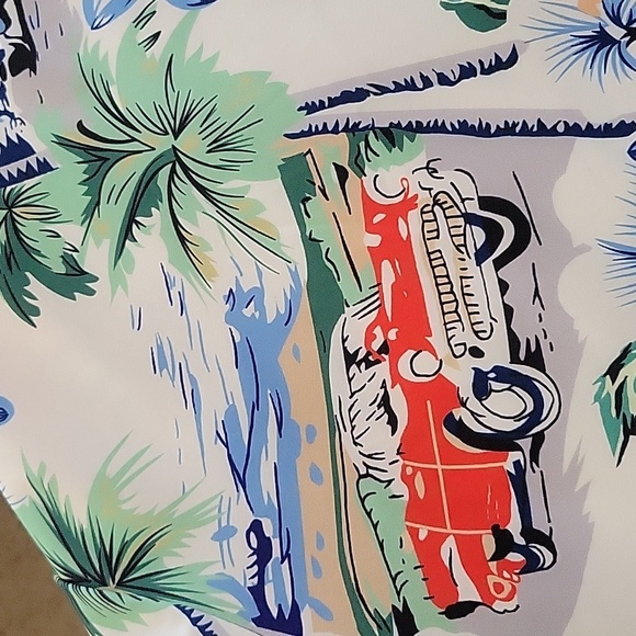 NWOT Tropical Hawaiian Havana Print Summer Tourist Button-down Shirt - Picture 5 of 7